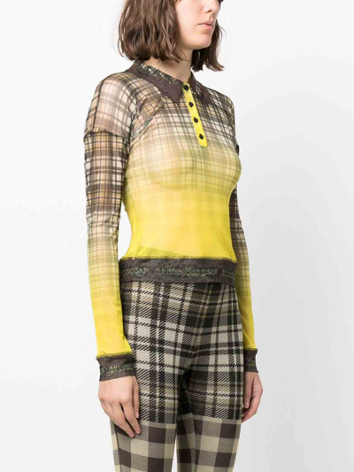Shop Ottolinger Checked Polo Shirt In Yellow