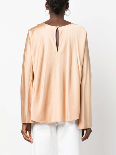 Forte Forte Forte_forte Silk Satin Roundneck Shirt In Beige