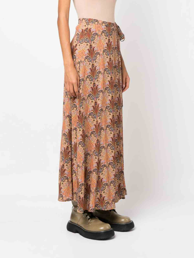 Shop Etro Printed Long Skirt In Naranja