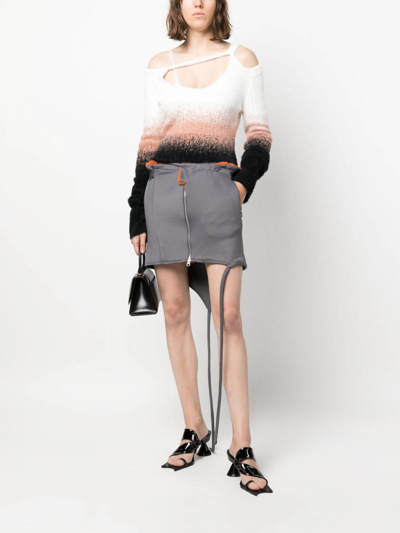 Shop Ottolinger Zipped Mini Skirt In Grey