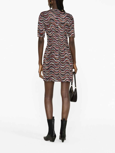 Shop Missoni Waves Pattern Short Dress In Multicolour