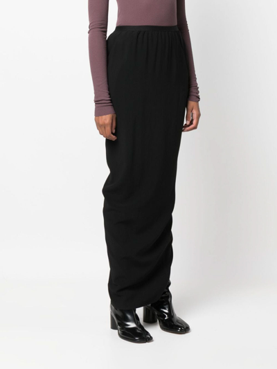 Shop Rick Owens Long Cotton Blend Skirt In Negro