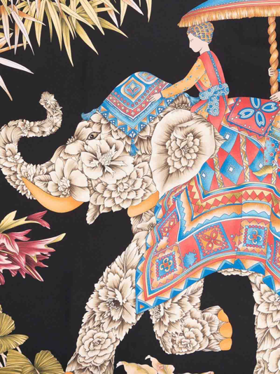 Ferragamo Graphic Elephant Print Silk Scarf In Black