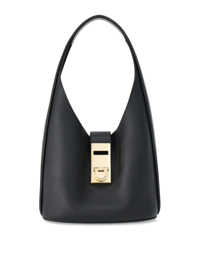 Shop Ferragamo Medium Leather Hobo Bag In Black
