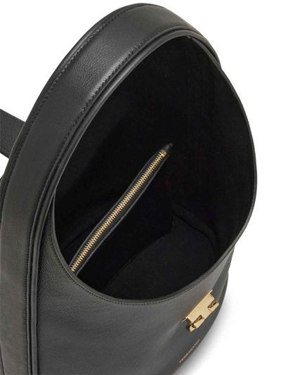 Ferragamo Black Calf Leather Shoulder Bag For Women In Black