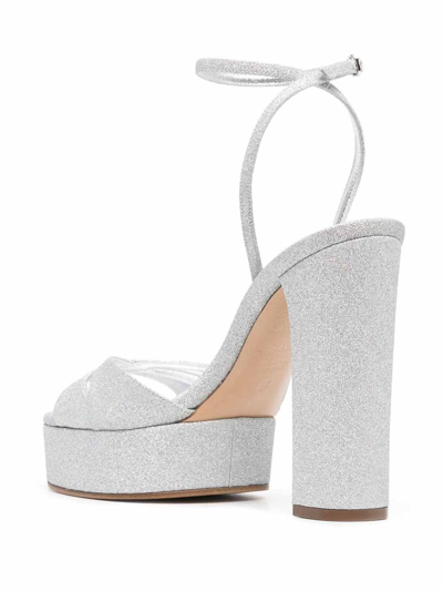 Casadei Betty Citylight 130mm Platform Sandals In Plata