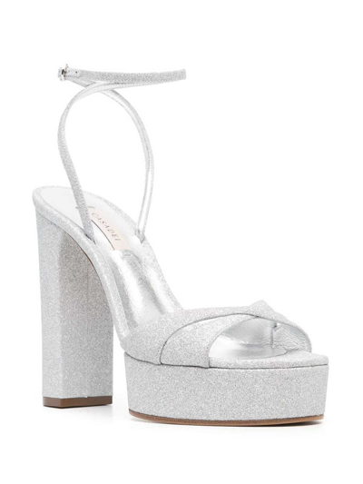 Casadei Betty Citylight 130mm Platform Sandals In Plata