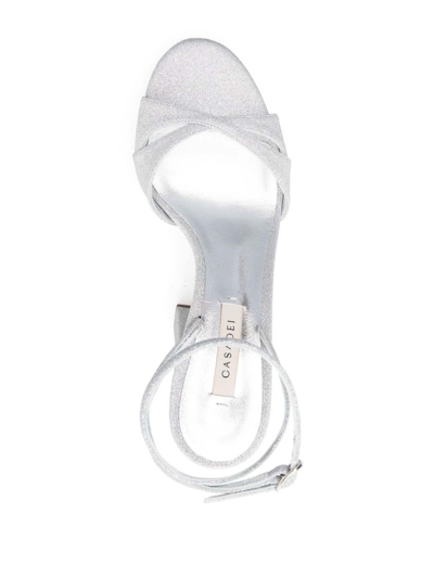 Casadei Betty Citylight 130mm Platform Sandals In Plata