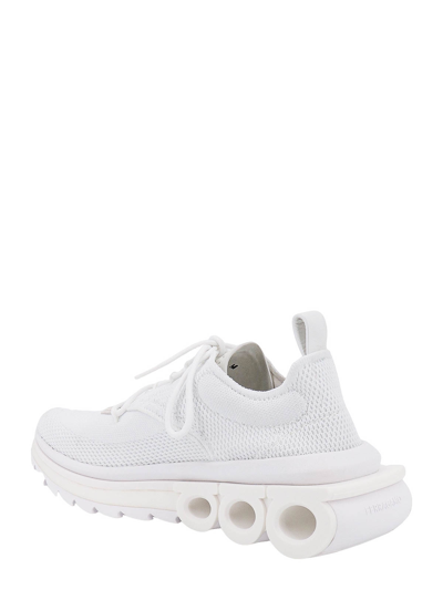 Ferragamo Nima Leather-trimmed Mesh Sneakers In Blanco