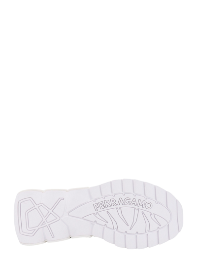 Ferragamo Nima Leather-trimmed Mesh Sneakers In Blanco