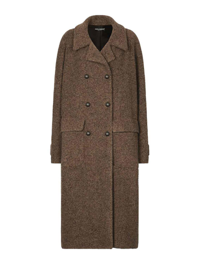 Dolce & Gabbana Notched-lapels Button-down Coat In Marrón