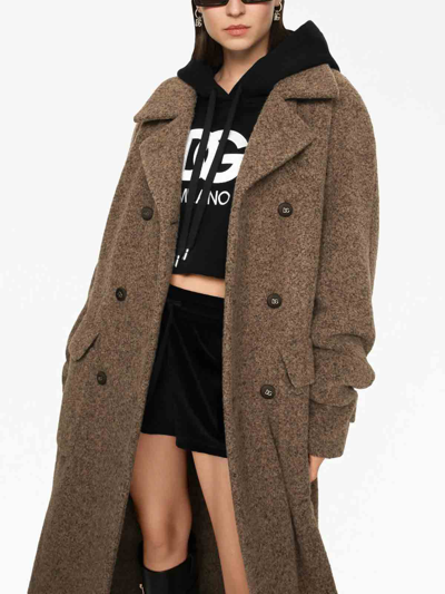 Dolce & Gabbana Notched-lapels Button-down Coat In Marrón