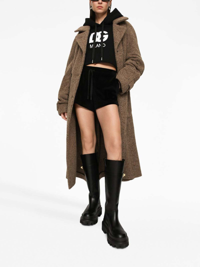 Dolce & Gabbana Notched-lapels Button-down Coat In Marrón