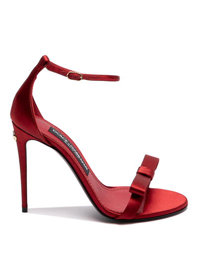 Shop Dolce & Gabbana Satin Sandals In Rojo