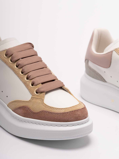 Shop Alexander Mcqueen `oversized` Leather Sneakers In Beige