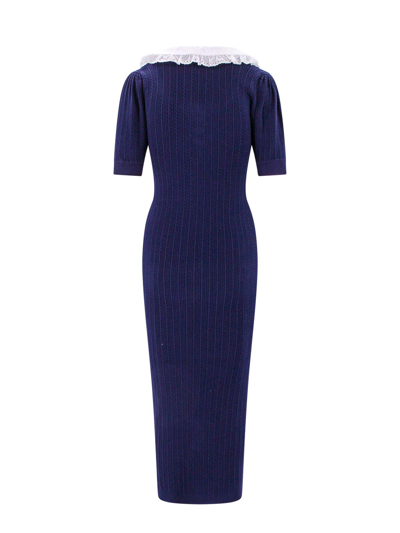 Shop Alessandra Rich Vestido Midi - Azul In Blue