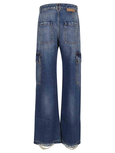 Shop Stella Mccartney Blue Denim Straight Cargo Jeans In Azul