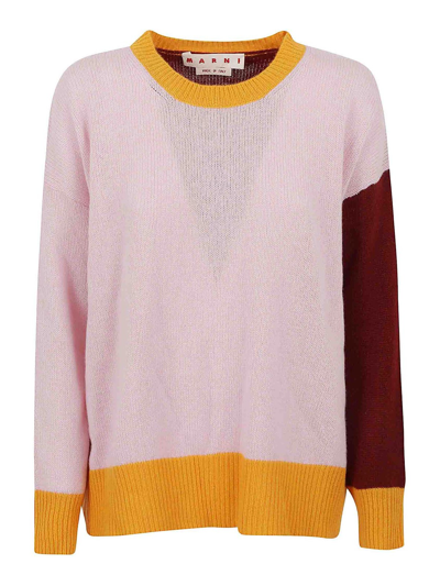 Marni Pink Colour-block Cashmere Jumper In Multicolor