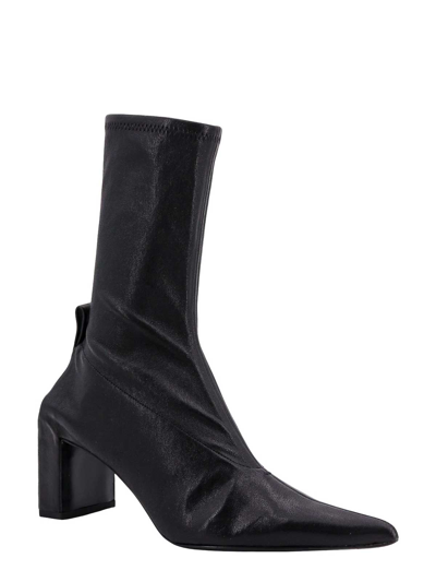 Jil Sander Block Heel Leather Ankle Boots In Black