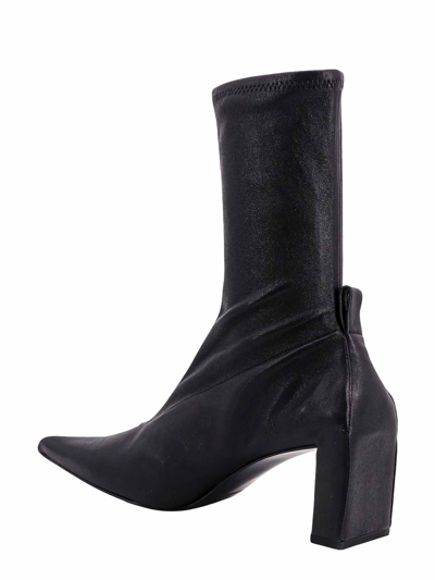 Jil Sander Block Heel Leather Ankle Boots In Black