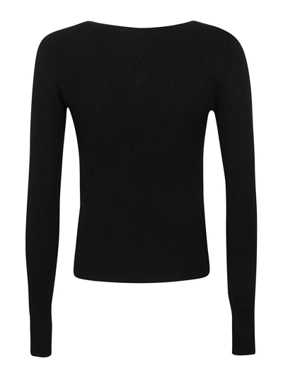 Alexander Mcqueen Cutout Ribbed Wool-blend Sweater In Negro