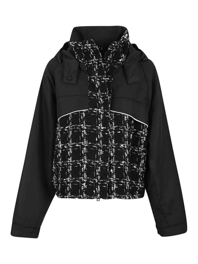 Giambattista Valli Tweed Hooded Coat In Black