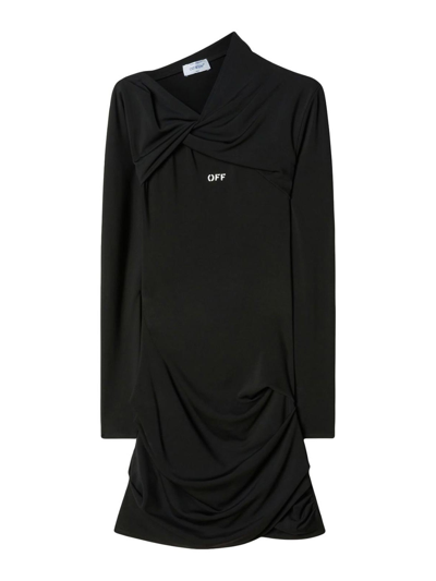 Shop Off-white Twist Mini Dress In Black
