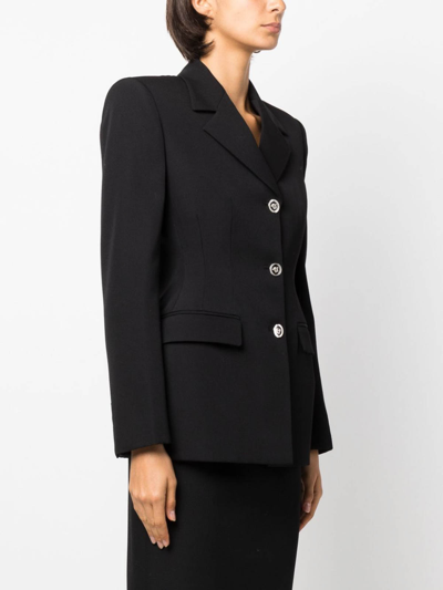 Versace Informal Jacket Grain De Poudre Wool Fabric In Negro