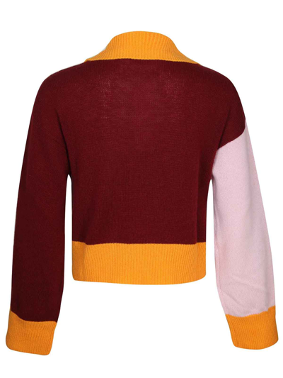 Marni Polo Sweater In Multicolored Cashmere Wool In Blue