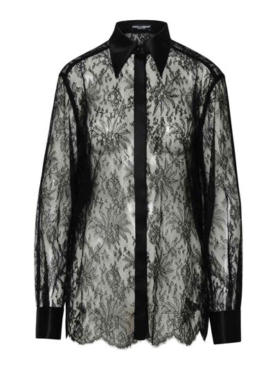 Shop Dolce & Gabbana Lace Shirt In Black