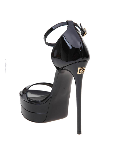 Shop Dolce & Gabbana Black Patent Leather Sandal