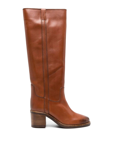 Shop Isabel Marant Étoile Seenia Leather Boots In Beige