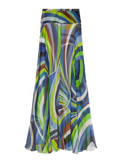 Shop Emilio Pucci Iride Chiffon Maxi Skirt In Multicolour