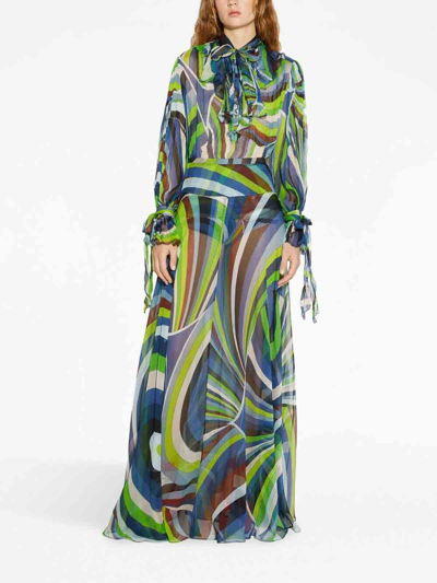 Shop Emilio Pucci Iride Chiffon Maxi Skirt In Multicolour