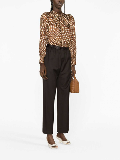 Shop Tory Burch Bow-fastening Shirt In Brown