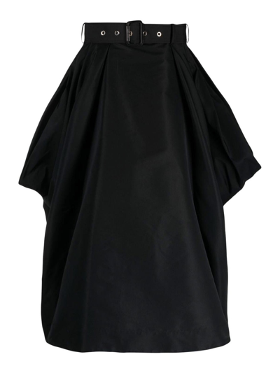 Shop Alexander Mcqueen Belted Draped Skirt In Black
