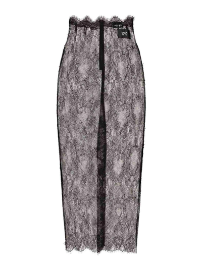 Shop Dolce & Gabbana Lace Midi Skirt In Negro