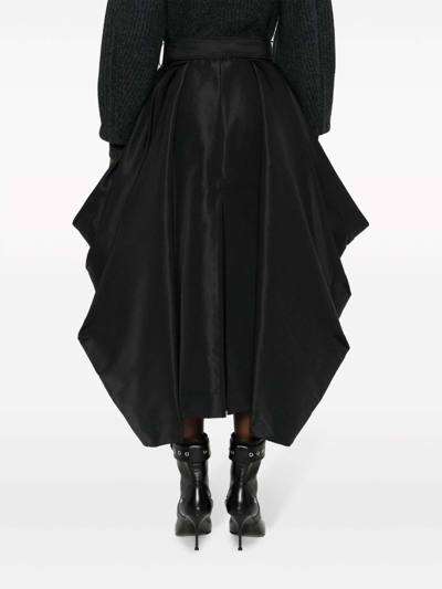 Shop Alexander Mcqueen Belted Draped Skirt In Black