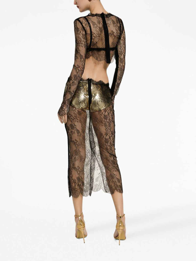 Shop Dolce & Gabbana Lace Midi Skirt In Negro