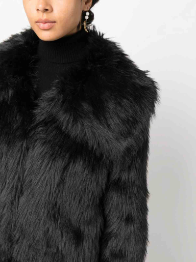 Shop Pinko Oversize Collar Faux Coat In Black