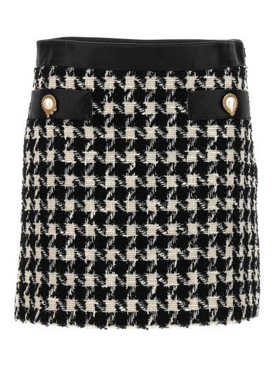Shop Moschino Houndstooth Skirt In White