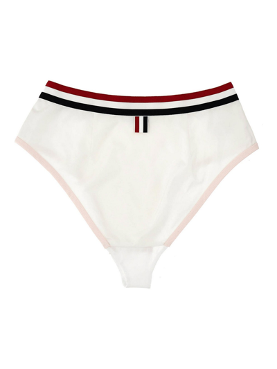 Thom Browne Color-block Briefs With Elastic Waistband And Sheer Panels In White