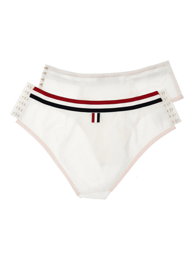 Thom Browne Color-block Briefs With Elastic Waistband And Sheer Panels In White
