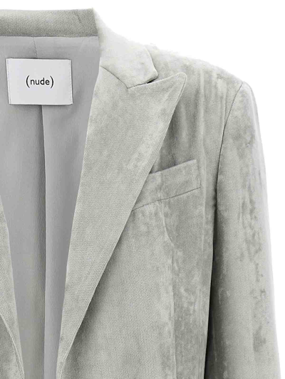 Nude Grey Velvet Blazer In Grey