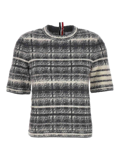 Shop Thom Browne Tartan Sweater In Gris