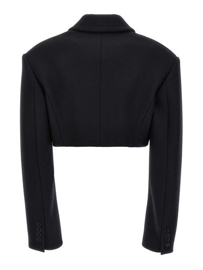 Stella Mccartney Cropped Wool Jacket With Button Closure In Black