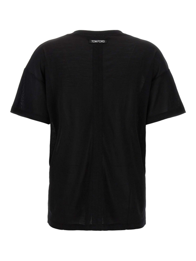 Tom Ford Printed Logo Crew Neck T-shirt In Negro