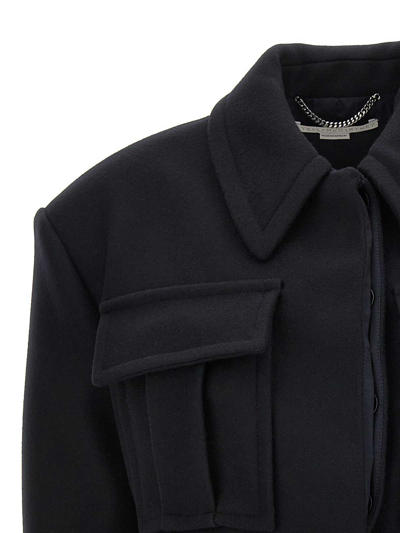 Stella Mccartney Cropped Wool Jacket With Button Closure In Black