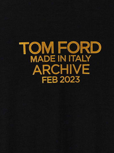 Tom Ford Printed Logo Crew Neck T-shirt In Negro