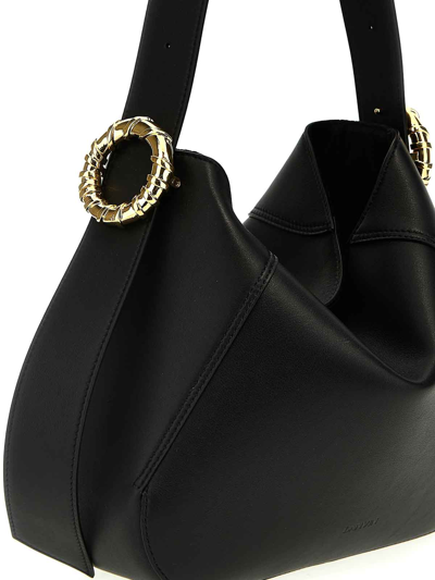 Lanvin Logo Embossed Melodie Hobo Bag In Black